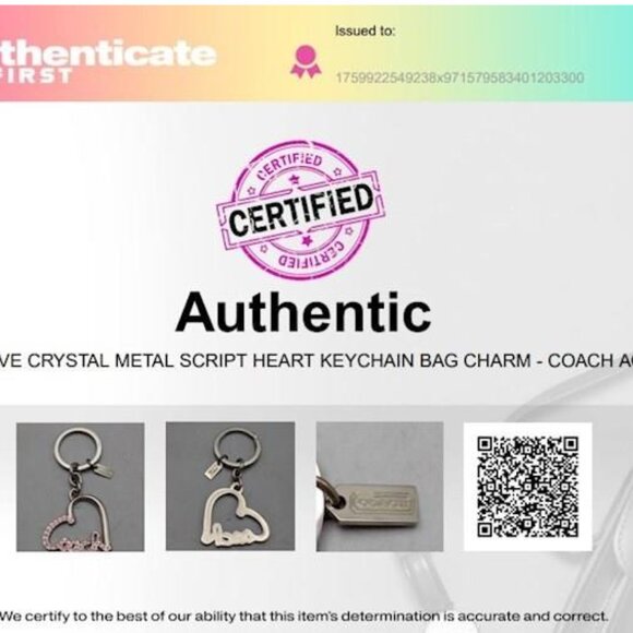 COACH Heart Pendant with Pink Gemstone Logo with COA - Picture 2 of 3